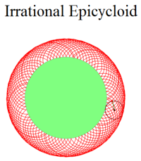 Irrational Epicycloid with Javascript