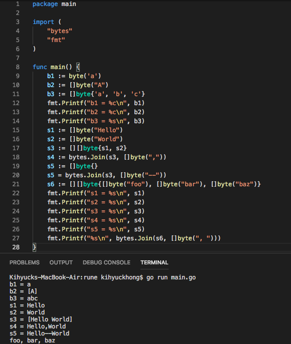 golang byte assignment