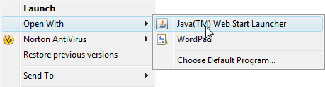 Java Web Start: Open With Web Start Launcher