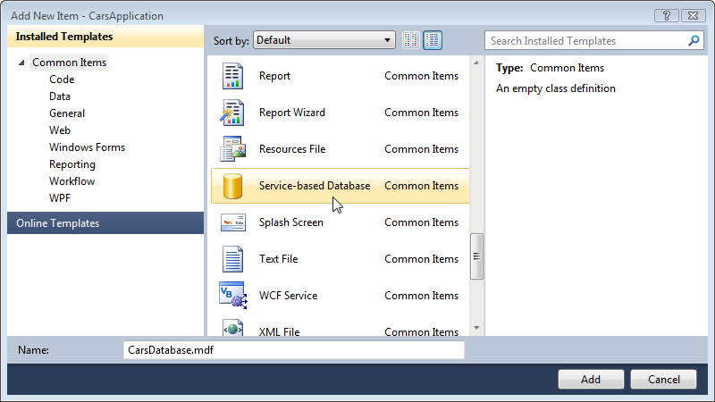 selectingServiceBasedDatabase