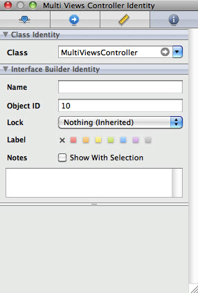 MultiViewsController Identity Inspector