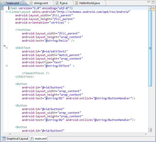 Main XML File View