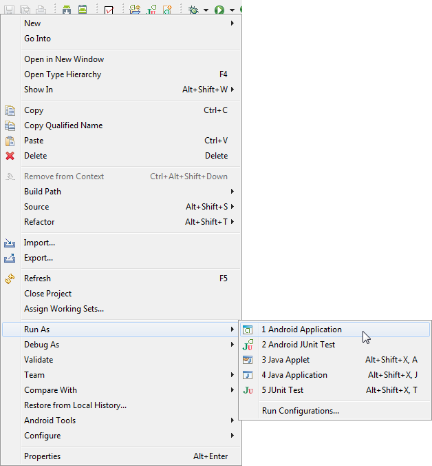 Run As Android Application