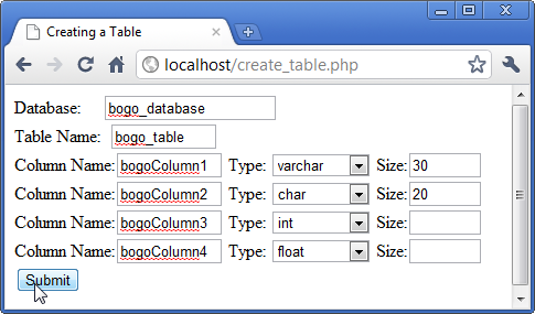 How to create table in mysql